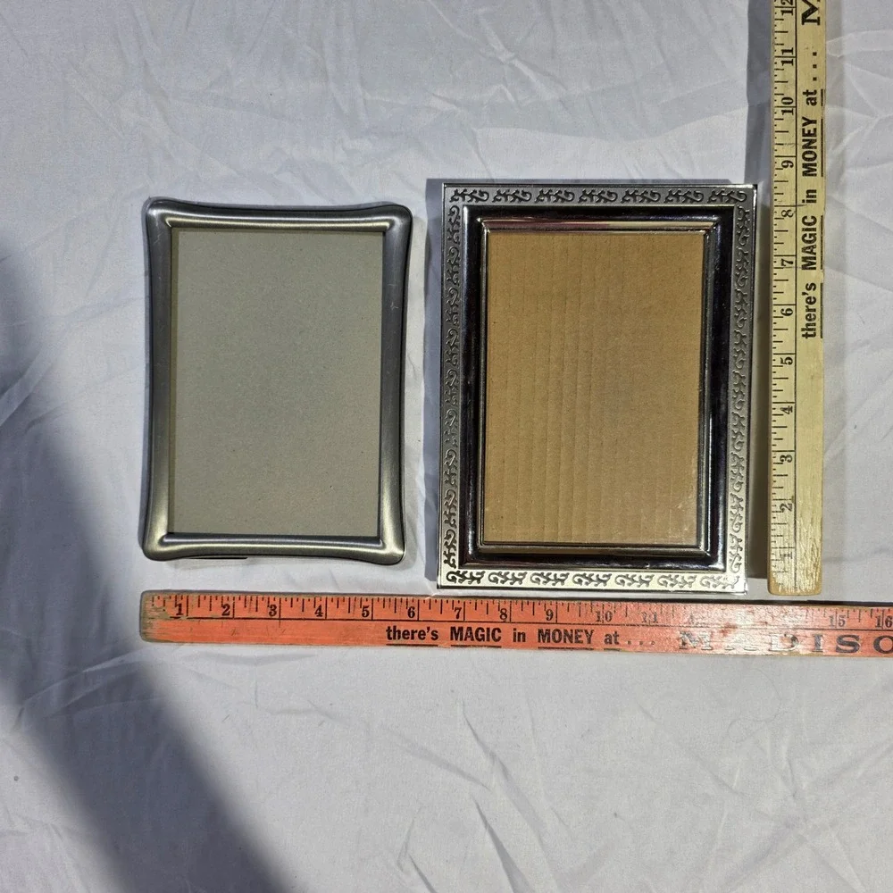 Fetco Home Decor Silver Pewter 5x7 Picture Frame Set of 2 Ornate & Modern Albers